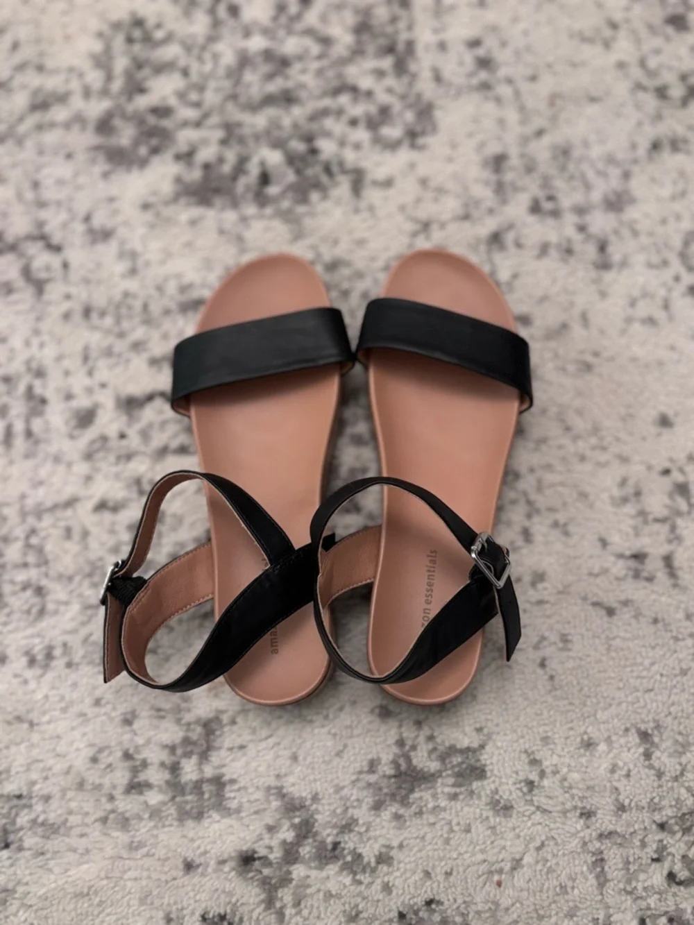 Classic Black Single-Strap Ankle-Buckle‎ Sandals